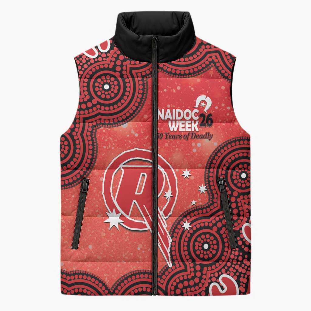 Melbourne Renegades NAIDOC Week 2026 Custom Sleeveless Puffer Jacket 50 Years Deadly Indigenous Art Glitter Effect