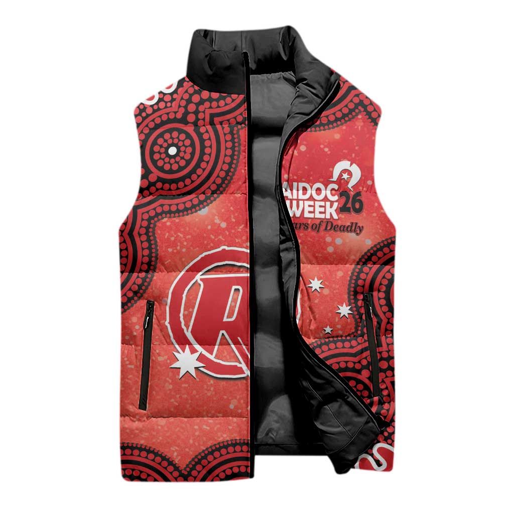 Melbourne Renegades NAIDOC Week 2026 Custom Sleeveless Puffer Jacket 50 Years Deadly Indigenous Art Glitter Effect