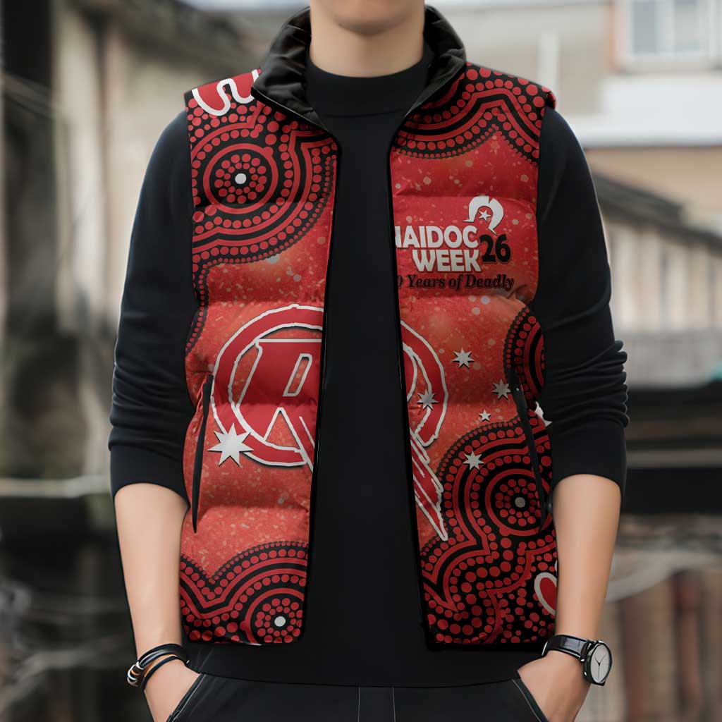 Melbourne Renegades NAIDOC Week 2026 Custom Sleeveless Puffer Jacket 50 Years Deadly Indigenous Art Glitter Effect