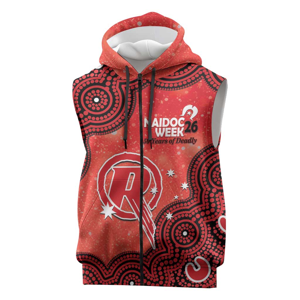 Melbourne Renegades NAIDOC Week 2026 Custom Sleeveless Zip Hoodie 50 Years Deadly Indigenous Art Glitter Effect
