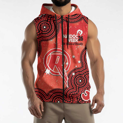 Melbourne Renegades NAIDOC Week 2026 Custom Sleeveless Zip Hoodie 50 Years Deadly Indigenous Art Glitter Effect