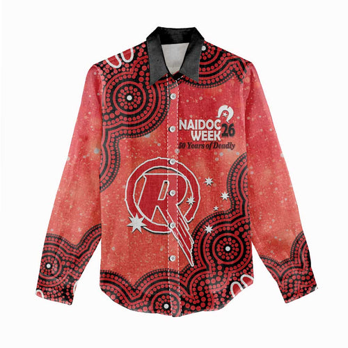 Melbourne Renegades NAIDOC Week 2026 Custom Women Casual Shirt 50 Years Deadly Indigenous Art Glitter Effect