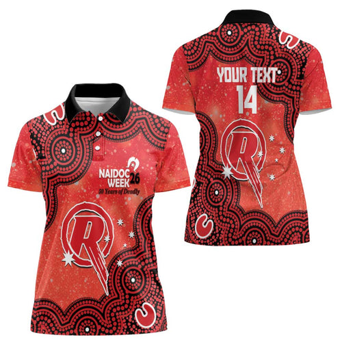 Melbourne Renegades NAIDOC Week 2026 Custom Women Polo Shirt 50 Years Deadly Indigenous Art Glitter Effect