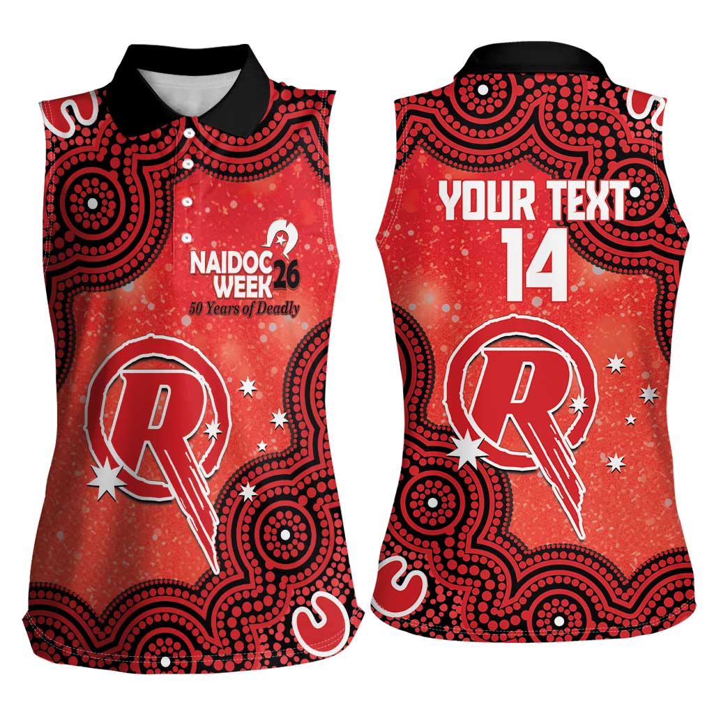Melbourne Renegades NAIDOC Week 2026 Custom Women Sleeveless Polo Shirt 50 Years Deadly Indigenous Art Glitter Effect
