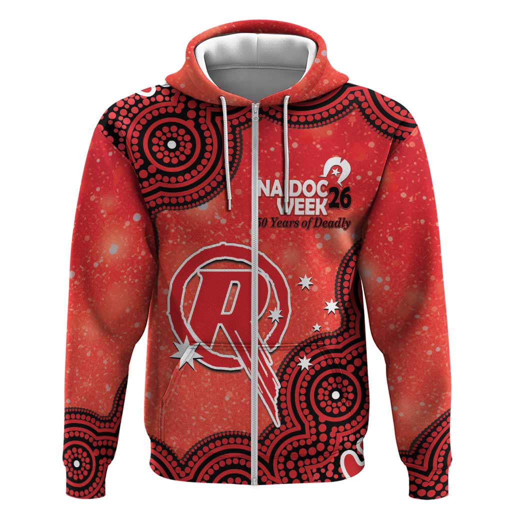 Melbourne Renegades NAIDOC Week 2026 Custom Zip Hoodie 50 Years Deadly Indigenous Art Glitter Effect
