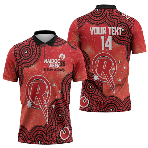 Melbourne Renegades NAIDOC Week 2026 Custom Zipper Polo Shirt 50 Years Deadly Indigenous Art Glitter Effect