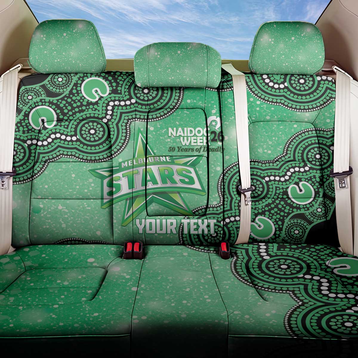Melbourne Stars NAIDOC Week 2026 Custom Back Car Seat Cover 50 Years Deadly Indigenous Art Glitter Effect