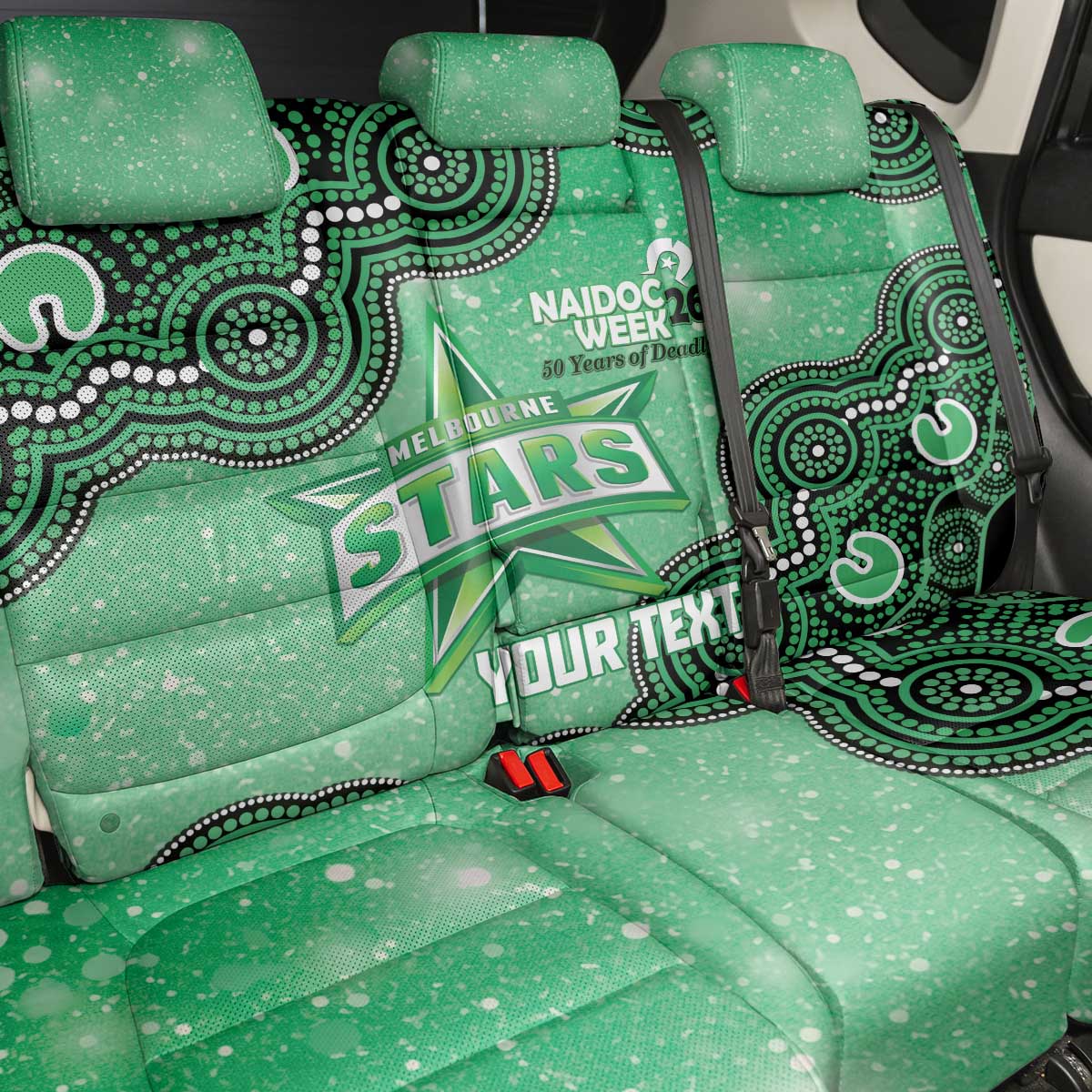 Melbourne Stars NAIDOC Week 2026 Custom Back Car Seat Cover 50 Years Deadly Indigenous Art Glitter Effect