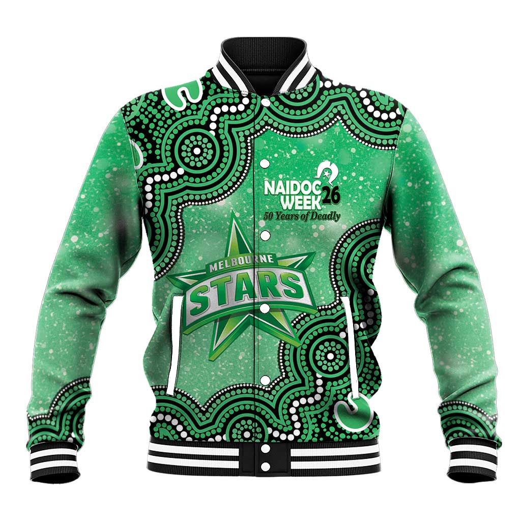 Melbourne Stars NAIDOC Week 2026 Custom Baseball Jacket 50 Years Deadly Indigenous Art Glitter Effect