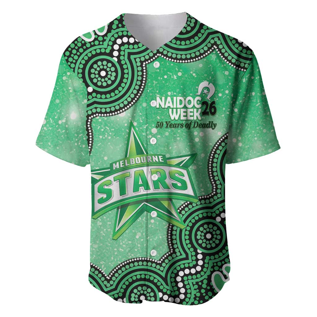 Melbourne Stars NAIDOC Week 2026 Custom Baseball Jersey 50 Years Deadly Indigenous Art Glitter Effect