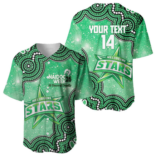 Melbourne Stars NAIDOC Week 2026 Custom Baseball Jersey 50 Years Deadly Indigenous Art Glitter Effect