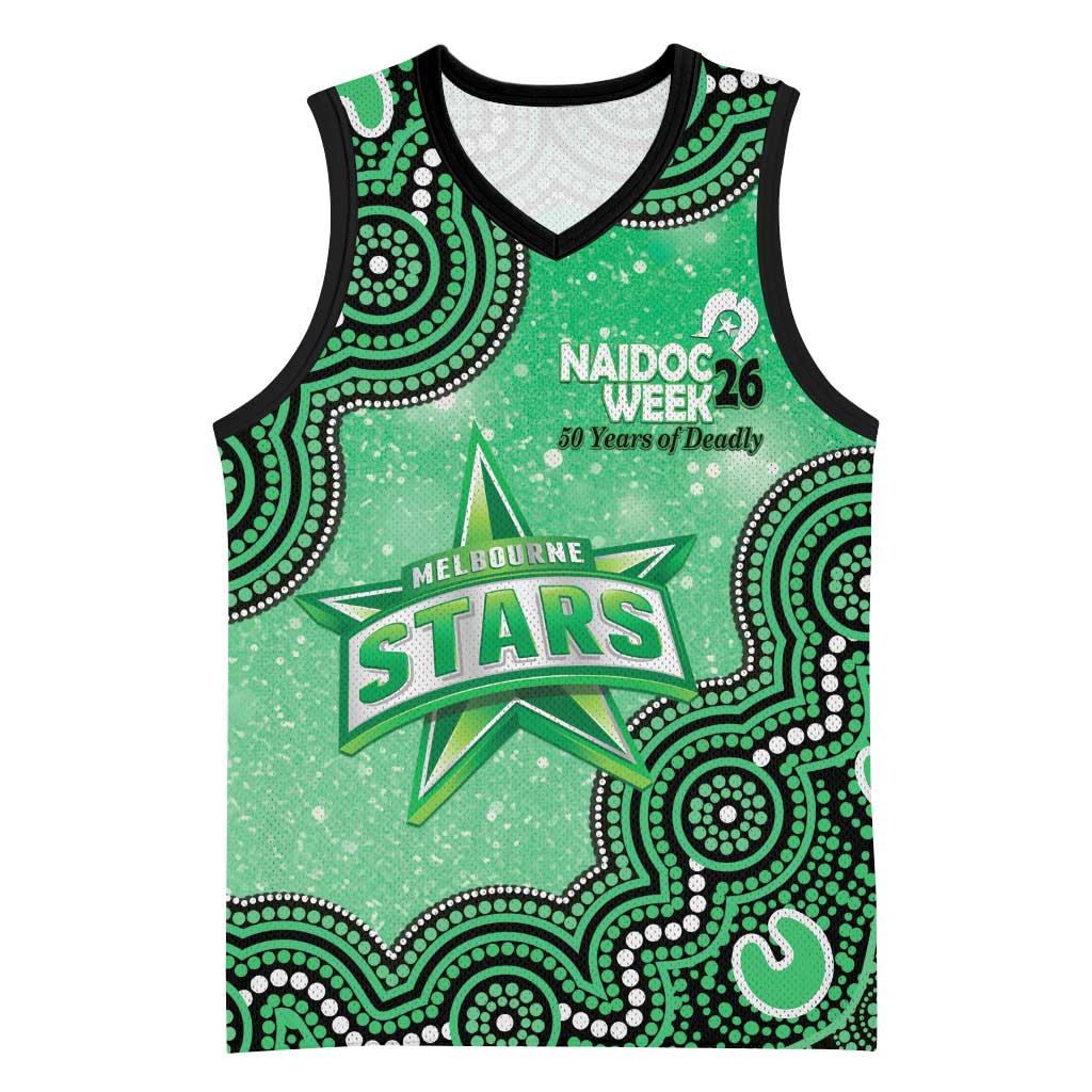 Melbourne Stars NAIDOC Week 2026 Custom Basketball Jersey 50 Years Deadly Indigenous Art Glitter Effect