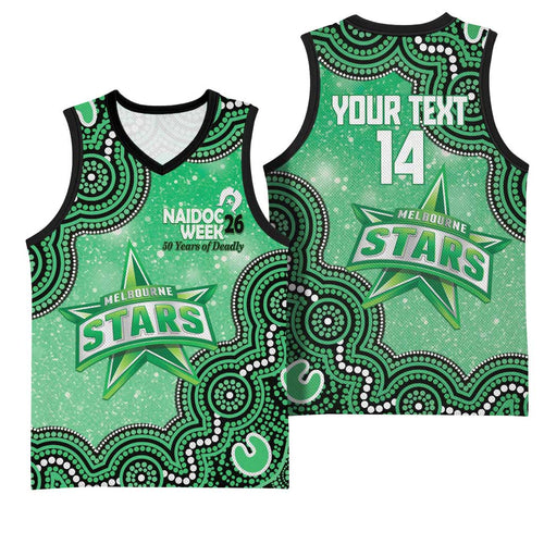 Melbourne Stars NAIDOC Week 2026 Custom Basketball Jersey 50 Years Deadly Indigenous Art Glitter Effect