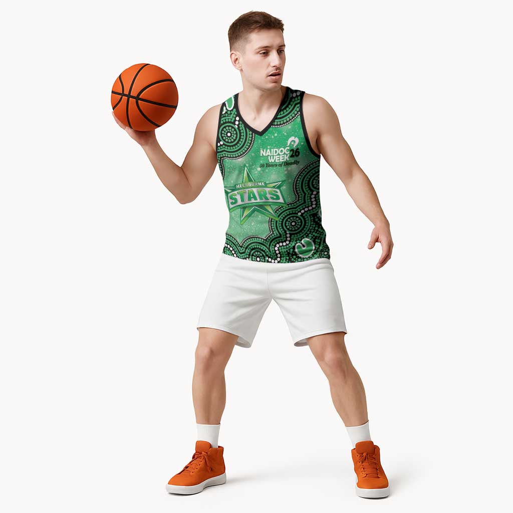 Melbourne Stars NAIDOC Week 2026 Custom Basketball Jersey 50 Years Deadly Indigenous Art Glitter Effect