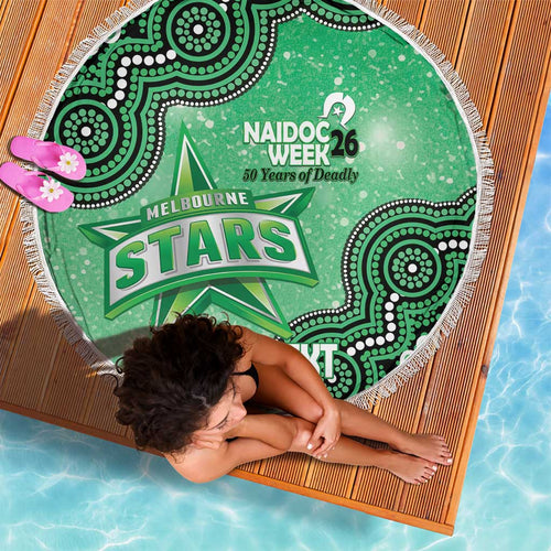 Melbourne Stars NAIDOC Week 2026 Custom Beach Blanket 50 Years Deadly Indigenous Art Glitter Effect