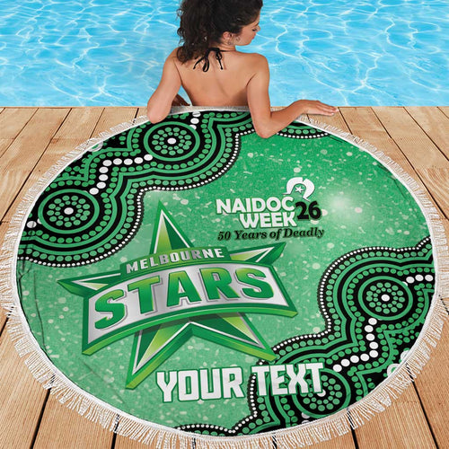 Melbourne Stars NAIDOC Week 2026 Custom Beach Blanket 50 Years Deadly Indigenous Art Glitter Effect