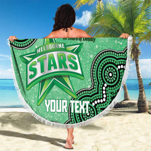 Melbourne Stars NAIDOC Week 2026 Custom Beach Blanket 50 Years Deadly Indigenous Art Glitter Effect