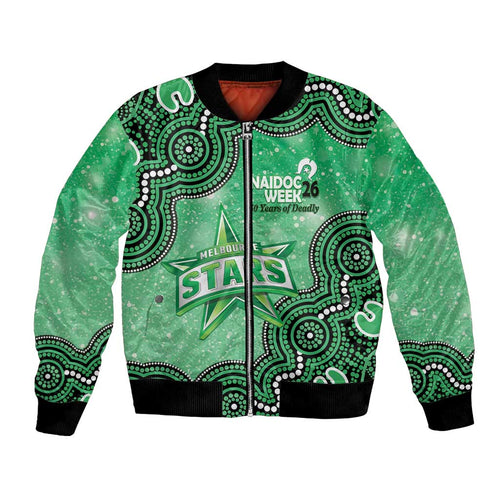 Melbourne Stars NAIDOC Week 2026 Custom Bomber Jacket 50 Years Deadly Indigenous Art Glitter Effect