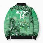 Melbourne Stars NAIDOC Week 2026 Custom Bomber Puffer Jacket 50 Years Deadly Indigenous Art Glitter Effect