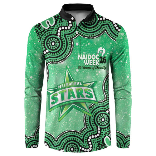 Melbourne Stars NAIDOC Week 2026 Custom Button Sweatshirt 50 Years Deadly Indigenous Art Glitter Effect