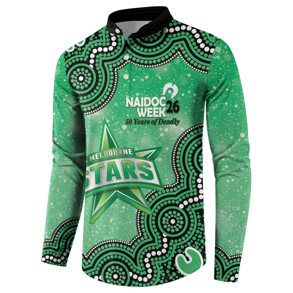 Melbourne Stars NAIDOC Week 2026 Custom Button Sweatshirt 50 Years Deadly Indigenous Art Glitter Effect