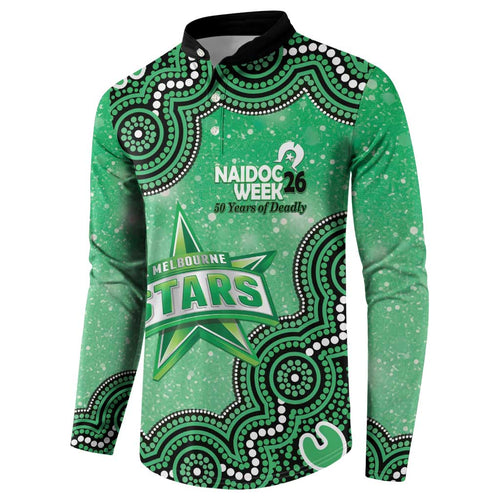 Melbourne Stars NAIDOC Week 2026 Custom Button Sweatshirt 50 Years Deadly Indigenous Art Glitter Effect