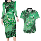 Melbourne Stars NAIDOC Week 2026 Custom Couples Matching Long Sleeve Bodycon Dress and Hawaiian Shirt 50 Years Deadly Indigenous Art Glitter Effect