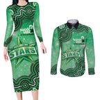 Melbourne Stars NAIDOC Week 2026 Custom Couples Matching Long Sleeve Bodycon Dress and Long Sleeve Button Shirt 50 Years Deadly Indigenous Art Glitter Effect