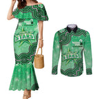 Melbourne Stars NAIDOC Week 2026 Custom Couples Matching Mermaid Dress and Long Sleeve Button Shirt 50 Years Deadly Indigenous Art Glitter Effect