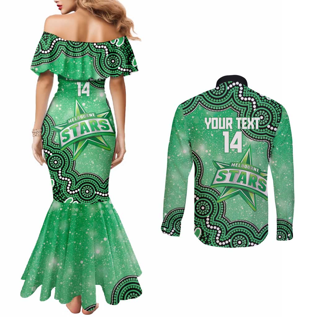 Melbourne Stars NAIDOC Week 2026 Custom Couples Matching Mermaid Dress and Long Sleeve Button Shirt 50 Years Deadly Indigenous Art Glitter Effect