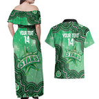Melbourne Stars NAIDOC Week 2026 Custom Couples Matching Off Shoulder Maxi Dress and Hawaiian Shirt 50 Years Deadly Indigenous Art Glitter Effect