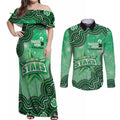 Melbourne Stars NAIDOC Week 2026 Custom Couples Matching Off Shoulder Maxi Dress and Long Sleeve Button Shirt 50 Years Deadly Indigenous Art Glitter Effect