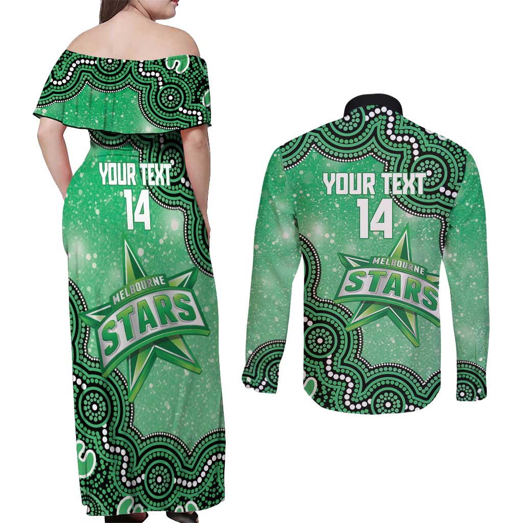 Melbourne Stars NAIDOC Week 2026 Custom Couples Matching Off Shoulder Maxi Dress and Long Sleeve Button Shirt 50 Years Deadly Indigenous Art Glitter Effect