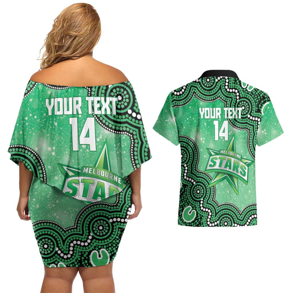 Melbourne Stars NAIDOC Week 2026 Custom Couples Matching Off Shoulder Short Dress and Hawaiian Shirt 50 Years Deadly Indigenous Art Glitter Effect