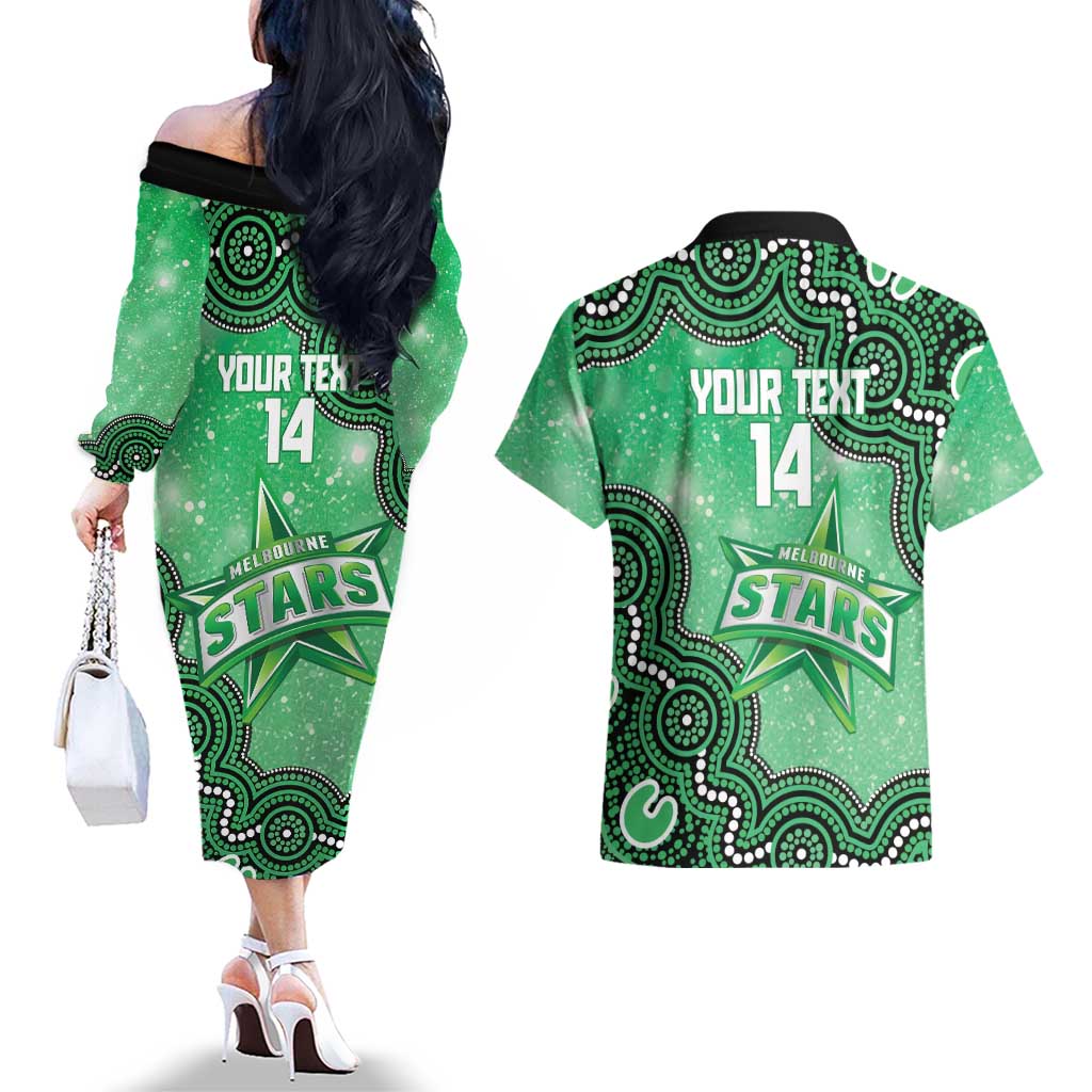 Melbourne Stars NAIDOC Week 2026 Custom Couples Matching Off The Shoulder Long Sleeve Dress and Hawaiian Shirt 50 Years Deadly Indigenous Art Glitter Effect