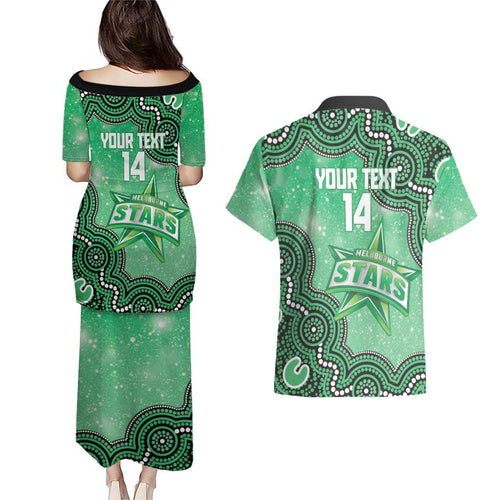 Melbourne Stars NAIDOC Week 2026 Custom Couples Matching Puletasi and Hawaiian Shirt 50 Years Deadly Indigenous Art Glitter Effect