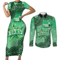 Melbourne Stars NAIDOC Week 2026 Custom Couples Matching Short Sleeve Bodycon Dress and Long Sleeve Button Shirt 50 Years Deadly Indigenous Art Glitter Effect