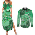 Melbourne Stars NAIDOC Week 2026 Custom Couples Matching Summer Maxi Dress and Long Sleeve Button Shirt 50 Years Deadly Indigenous Art Glitter Effect