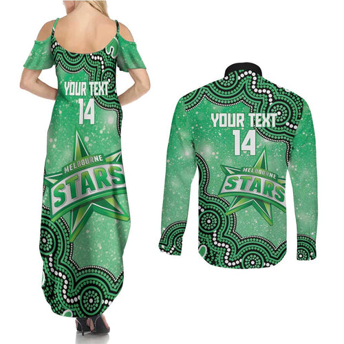 Melbourne Stars NAIDOC Week 2026 Custom Couples Matching Summer Maxi Dress and Long Sleeve Button Shirt 50 Years Deadly Indigenous Art Glitter Effect