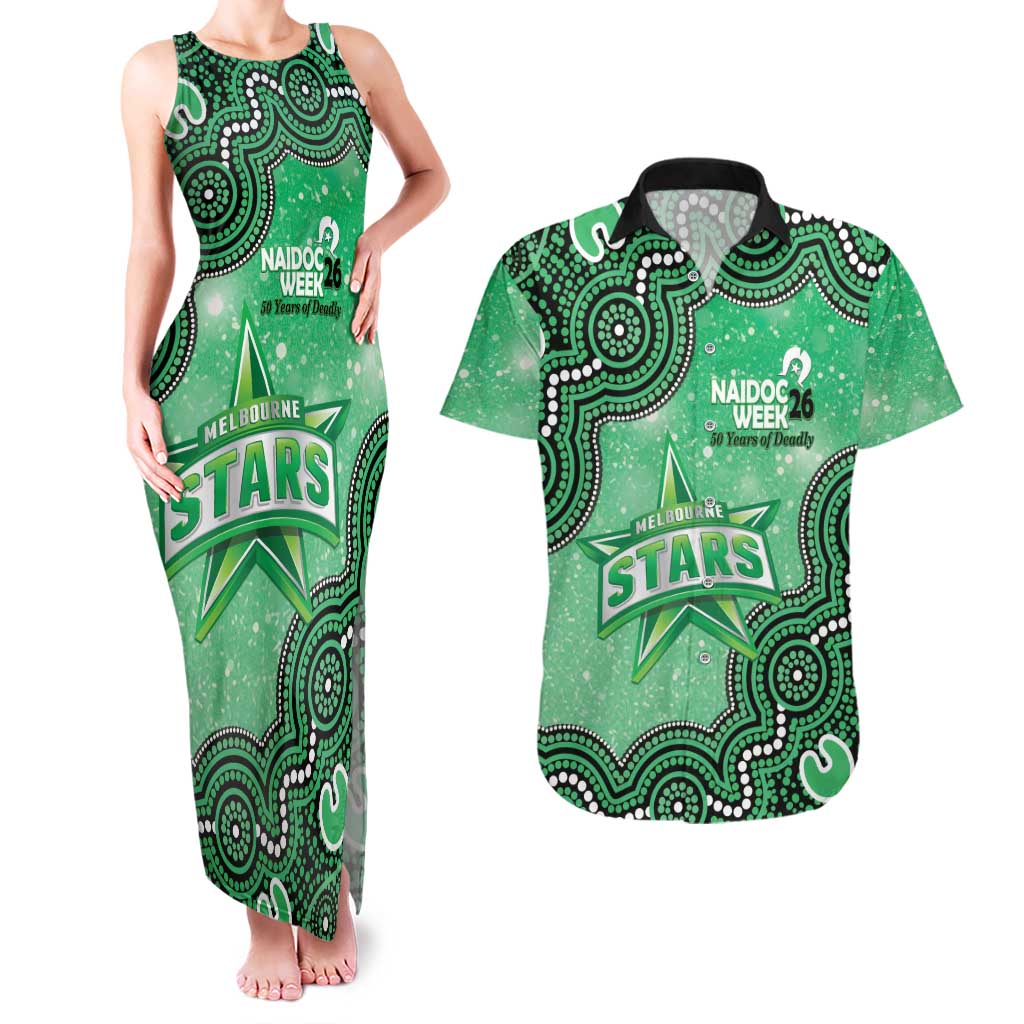 Melbourne Stars NAIDOC Week 2026 Custom Couples Matching Tank Maxi Dress and Hawaiian Shirt 50 Years Deadly Indigenous Art Glitter Effect