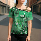 Melbourne Stars NAIDOC Week 2026 Custom Cross Shoulder Shirt 50 Years Deadly Indigenous Art Glitter Effect