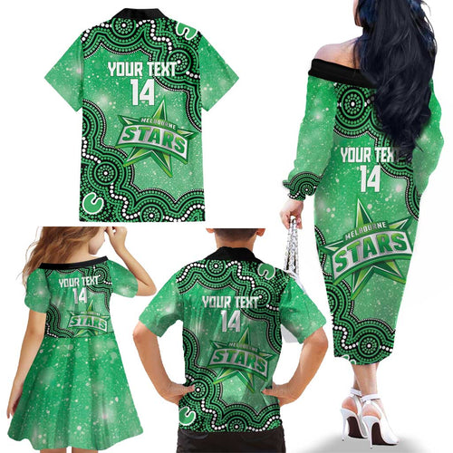 Melbourne Stars NAIDOC Week 2026 Custom Family Matching Off The Shoulder Long Sleeve Dress and Hawaiian Shirt 50 Years Deadly Indigenous Art Glitter Effect