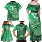 Melbourne Stars NAIDOC Week 2026 Custom Family Matching Off Shoulder Maxi Dress and Hawaiian Shirt 50 Years Deadly Indigenous Art Glitter Effect