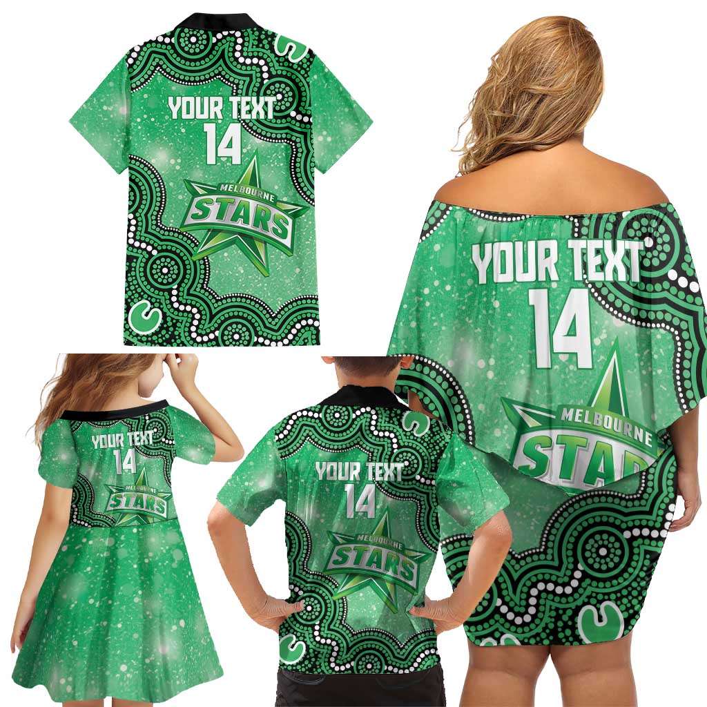 Melbourne Stars NAIDOC Week 2026 Custom Family Matching Off Shoulder Short Dress and Hawaiian Shirt 50 Years Deadly Indigenous Art Glitter Effect