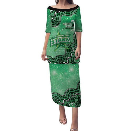 Melbourne Stars NAIDOC Week 2026 Custom Family Matching Puletasi and Hawaiian Shirt 50 Years Deadly Indigenous Art Glitter Effect