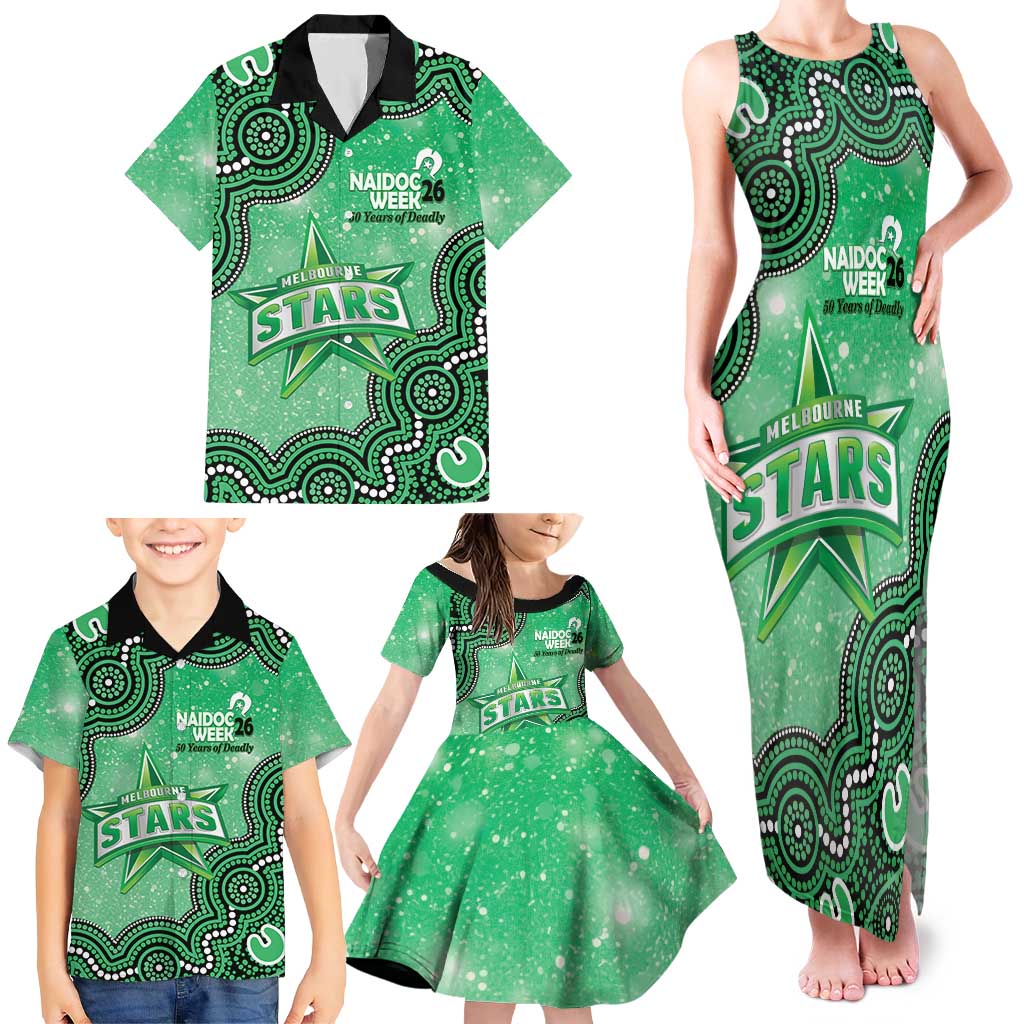 Melbourne Stars NAIDOC Week 2026 Custom Family Matching Tank Maxi Dress and Hawaiian Shirt 50 Years Deadly Indigenous Art Glitter Effect
