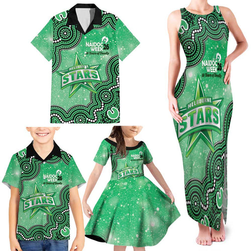 Melbourne Stars NAIDOC Week 2026 Custom Family Matching Tank Maxi Dress and Hawaiian Shirt 50 Years Deadly Indigenous Art Glitter Effect
