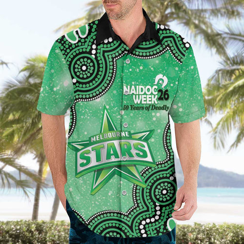 Melbourne Stars NAIDOC Week 2026 Custom Hawaiian Shirt 50 Years Deadly Indigenous Art Glitter Effect