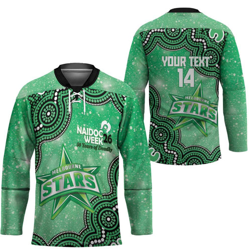 Melbourne Stars NAIDOC Week 2026 Custom Hockey Jersey 50 Years Deadly Indigenous Art Glitter Effect