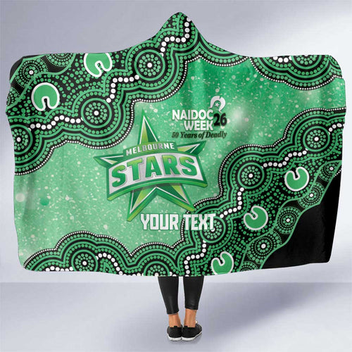 Melbourne Stars NAIDOC Week 2026 Custom Hooded Blanket 50 Years Deadly Indigenous Art Glitter Effect